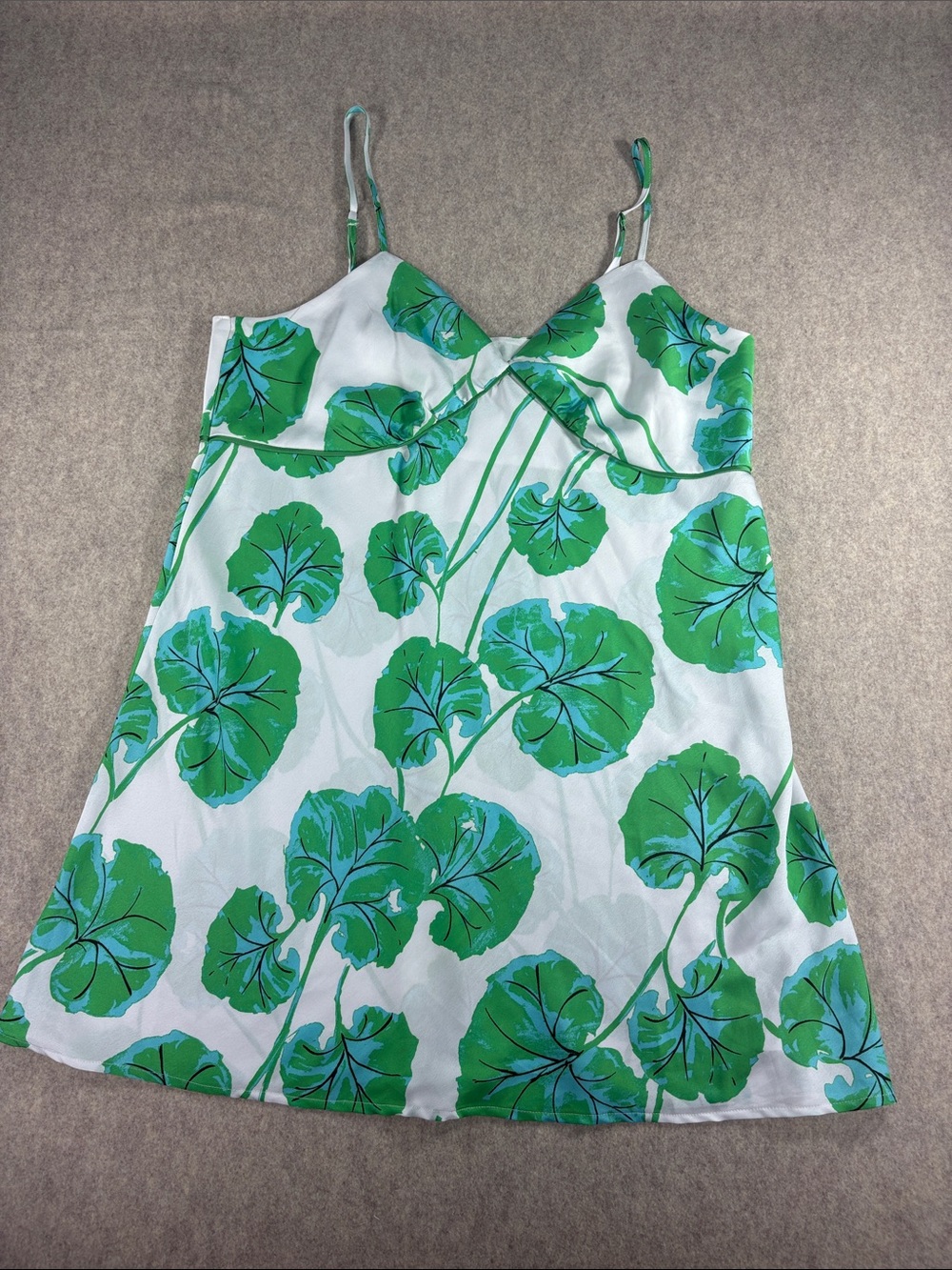 DVF for Target Geranium Leaf Short Satin Slip Dress XL EUC
